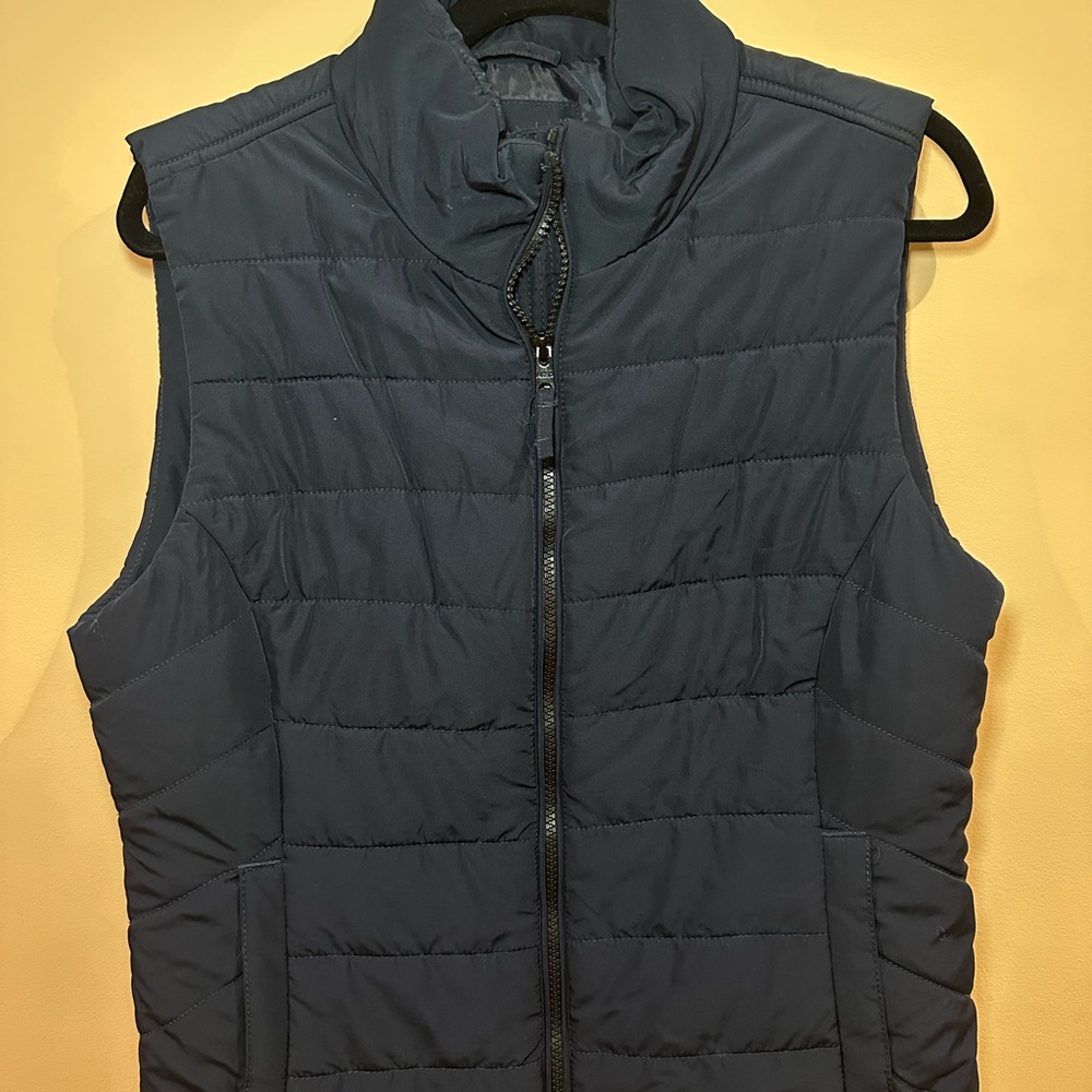 Aeropostale Blue Quilted Puffer Vest with Stand-Up Collar